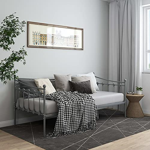 ZEYUAN Schlafsofa Bettgestell, Schlafsofa, Schlafcouch, Couch Mit, Sofa Bed, Relaxsofa, Sofas & Couches, Grau Metall 90x200 cm