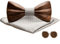 MERIT OCEAN Holzfliege, 3d Holz Fliege Schwarze Walnuss Herren Massivholz Manschettenknöpfe Einstecktuch Set Bräutigam Trauzeuge Hochzeitsgeschenk mit Box für Männer Silber
