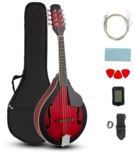 Ktaxon A-Style Mandolin, 8 Strings Acoustic Mahogany Wood Red Sunburst