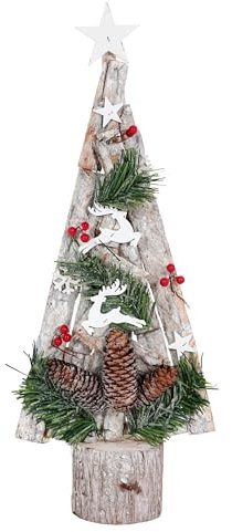 Deko-Weihnachtsbaum HWC-M16, Christbaum mit Stern Weihnachtsdekoration, Holz 57x23x10cm