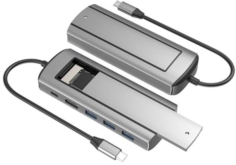 Booso EstacióN de Acoplamiento USB C HUB M.2 SSD 6 en 1 con Almacenamiento en Disco USB 3.0 Tipo C a PortáTil Compatible para PortáTiles