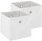 OHS Cube Storage Box Pack of 2 Teddy Boucle, Foldable Storage Cubes Set Home Bathroom Living Room Collapsible Storage for Toys Blankets Books Clothes, White