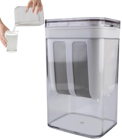 Passoire à Yaourt Grec Avec Couvercle - Séparateur de Lactosérum, Passoire à Lait en Maille pour Jus, Cuisine (Blanc)