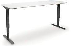 kaiserkraft | Schreibtisch Atlanta Trend | elektrisch höhenverstellbar | gerade | abgerundete Ecken | BxT 180x80 cm | weiß/schwarz