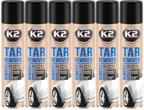K2 Limpiador de Alquitrán, Asfalto, Resinas, Adhesivos, Manchas Grasas de Aceites - Pack de 6 Tar Remover 300 ml