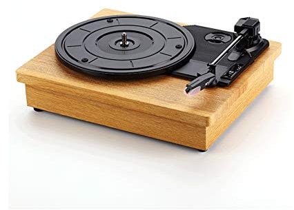 ON Retro Record Player for 33/45/78 RPM Vinyl Records,Bluetooth Belt-Drive Turntable with Built-in Hi-Fi Stereo Small Mini Tablet Player, Yellow