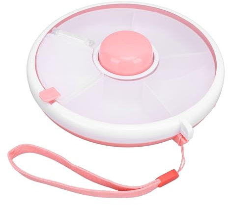 Yosoo Health Gear Snackbehälter für Kinder, Drehbar, Aufbewahrungsbox für Snacks und Früchte, Tragbar, Geteiltes Serviertablett mit Transparentem Deckel, Snackbox mit 5 Fächern, 18 X 18 X 6 Cm,