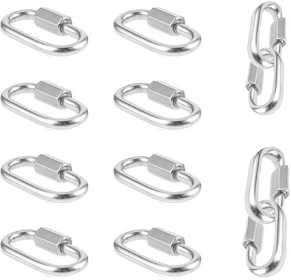 12 Pcs Carabiner Clips, Quick Chain Link Key Ring Clips With Screw For Multipurpose Indoor/Outdoor Carabiner Hook For Keyring, Camping And Hiking Accessories