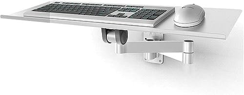 GYDUHYE Aluminum Keyboard Tray Adjustable Wall-Mounted Mouse Keyboard Platform Space Saving Telescopic Wall-Mounted Keyboard Stand(Size:61X19.5CM,Color:Silver)