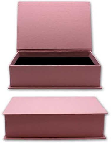 NEUSER PAPIER Geschenkbox mit Klappdeckel - 2 Stück - DIN A5 - Altrosa bezogen - innen schwarz kaschiert - 245 x 165 x 65 mm - Aufbewahrungsschachtel