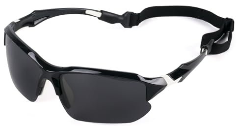 MEGAVOW Herren Sport Polarisierte Sonnenbrille, UV-Schutz Sonnenbrille Sportbrille für Männer, leichte Sport-Sonnenbrille für Radfahren Fahren Angeln Golf, Schwarz-Weiß & Grau