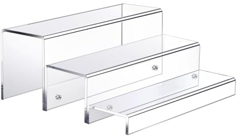 Alcohol Bottle Bar Shelves | 3 Tier Acrylic Alcohol Display & Risers | Wine Bottle Rack For Living Room, Dining Room, Kitchen | Alc Storage Solution
