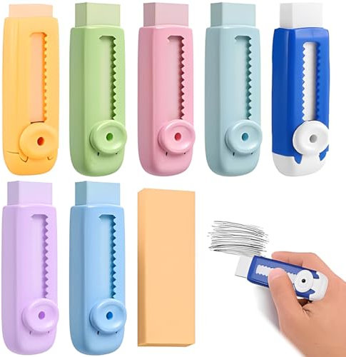 LAJUP Radiergummis Für Kinder 7 Stück Radiergummis Kinder Mitgebsel Push Pull Gummi Radiergummi Für Kinder Schule Bürobedarf Schreibwaren