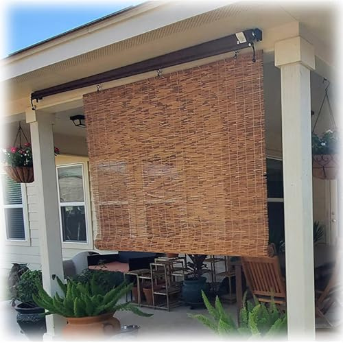 YZJTSXQHY Bambusrollo Retro Bambus Raffrollo atmungsaktiv Bambus Jalousie, Wetterfest Bambus Rollo Vorhang for Außenbereich Fenster und Türen, Individuelle Größe erhältlich 30-160 cm(140 x 250 cm)