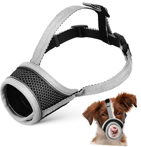 LOORGVEL Hundemaulkorb Atmungsaktiver mit Verstellbarem Riemen aus Polyester und Leckschutz Größe L für Hunde für Training und Pflege