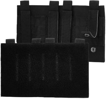 DELORIGIN Placa de montaje para bolsas de Molle con , placa adaptadora de chalecos y mochilas (250 x 165 mm), Negro , ca. 250mm x 165mm x 8mm, Bolsillo adicional