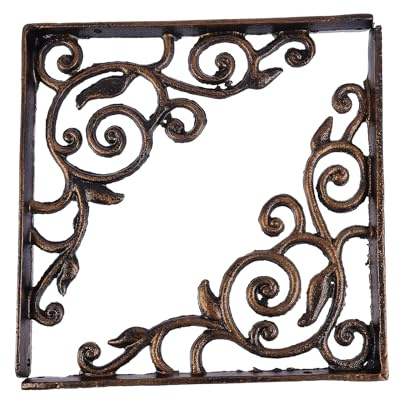Lurrose Support Mural Triangulaire en Fer Vintage Doré 2 Pièces Équerres Robustes pour Étagères, Accessoires de Fixation Murale pour Rangement Intérieur et Ameublement, Cadre de Support