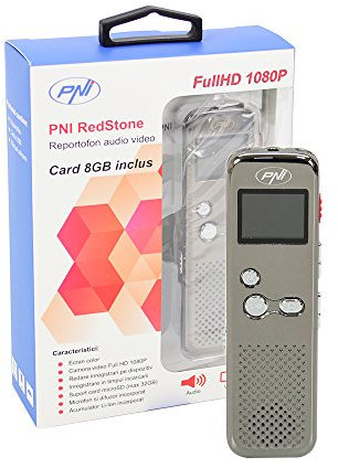 Digitales Sprachaufnahme Recorder, Sprach/Video Recorder PNI Redstone Audio-Stereo, Video 1080P, MP3 Player, microSD Karte 8GB enthalten, Bewegungserkennung, Grun