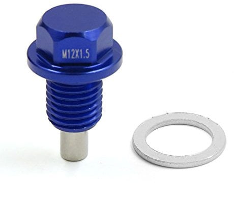 sourcing map M12 Aluminium Magnetische Motorölwannen Ablass Schraube Bolzen für Auto Blau M12x1,5