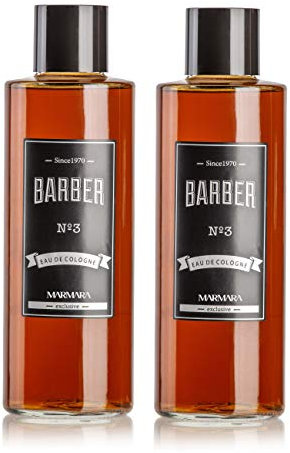 BARBER MARMARA No.3 Eau de Cologne Herren Splash im Glas Flacon 2x 500ml - After Shave Men - Duftwasser - Rasierwasser Männer - Erfrischt kühlt - Duft Herren - 70° Alkohol - Barbershop-Duft (2x No.3)