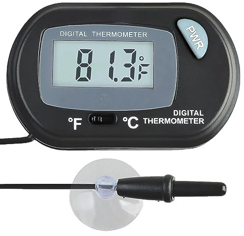 SunGrow LCD Digital Betta Thermometer, Yellow, Accurately Reads Tank Water Temperature, Maintains Betta's Real Habitat, Easy to Install, Comes with 2 Suction Cups and Battery, 1-Pack