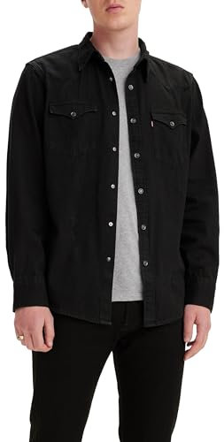 Levi's Men's Barstow Western Standard Woven shirts, Marble Black Denim Rinse, XL