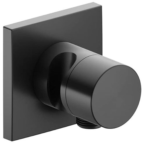 Keuco IXMO Armatur 59549, 3-Wege Ab- und Umstellventil mit Schlauchanschluss und Brausehalter, Rosette eckig, Griff Pure, mit Absperrung; Farbe: Schwarzchrom gebürstet