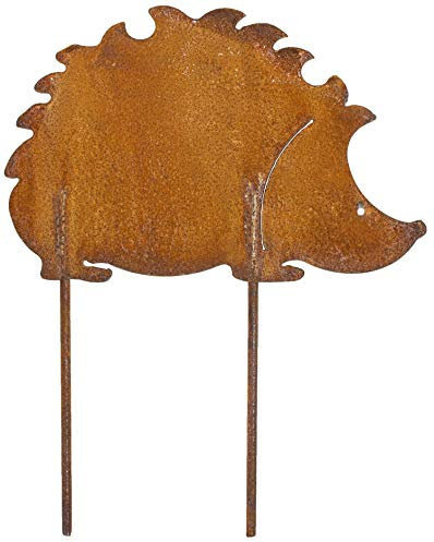 B2S BACK2SEASON Gartenstecker Igel mit Rost-Finish Blumenstecker Metall Rost Gartenstecker Gartendekoration Edelrostdeko Rostfigur Herbstdeko antik Beetstecker Made in Europa