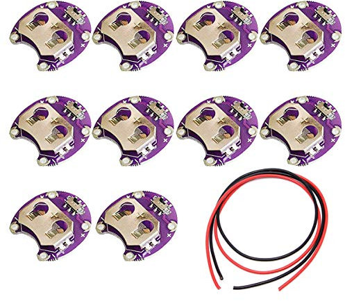DAOKI 10Pcs Coin Cell Battery Holder Lilypad CR2032 Battery Mount Module or Arduino Small Slide Switch Board DIY Kit