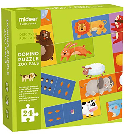 MIDEER Puzzles & Games Domino Puzzle Zoo Pals
