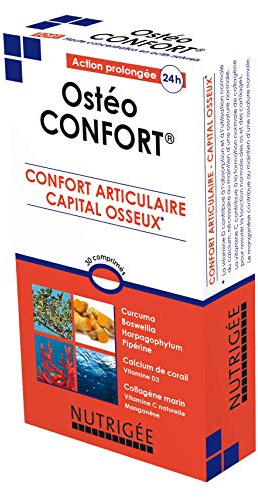 NUTRIGÉE - Ostéo Confort - Confort Articulaire - Capital Osseux - Maintient Une Ossature Normale et La Fonction Normale Des Os & Cartilages - 30 Comprimés - programme 15/30 Jours - Fabriqué en France