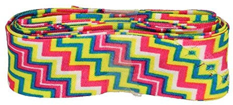 Sandras-Bastelladen Schrägband/Einfassband Baumwolle mit Muster gefalzt 3m x 20mm 003- Zickzack Gelb-Rosa