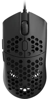 HK Gaming Sirius M Souris de jeu ultra légère en nid d'abeille | 54 g | 12 000 ppp | Filaire USB | 6 boutons programmables | Mémoire intégrée | Poignées antidérapantes | Sirius-M 12 000 cpi Noir