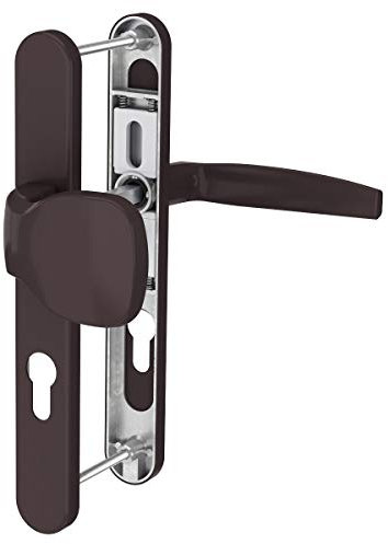 MS Beschläge Langschildgarnitur Braun RAL8019 Schmalrahmengarnitur 92mm pulverbeschichtet Nebeneingangstüre Haustürbeschlag Türdrücker Aluminium Wechselgarnitur (Knopf/Drücker, Türstärke 71-86mm)