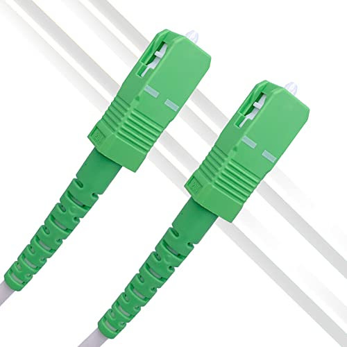 Elfcam - 15m Câble à Fibre Optique pour Orange Livebox, Les Box Red SFR et Bouygues Telecom Bbox, SC/APC vers SC/APC Simplex Monomode OS2 9/125μm LSZH, Blanc