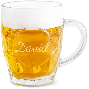 Regalo Original - Jarra Cerveza Bávara Personalizada - Vidrio Grabado Estilo Alemán - 55 cl - Color Transparente - Con Nombre o Texto