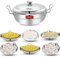 QSEC Stainless Steel Induction Base Multi Utility Kadai Idli Cooker Steamer All-in-One Big Size dhokla Cooker | 6 Plate 2 Idli | 1 Mini idli 2 Dhokla 1 Patra Momo Steamer | 4 in 1 - idli Maker