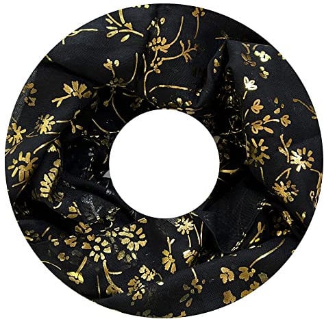 Lina & Lily Damen Loop Schal mit Goldenen Blumen (Schwarz)
