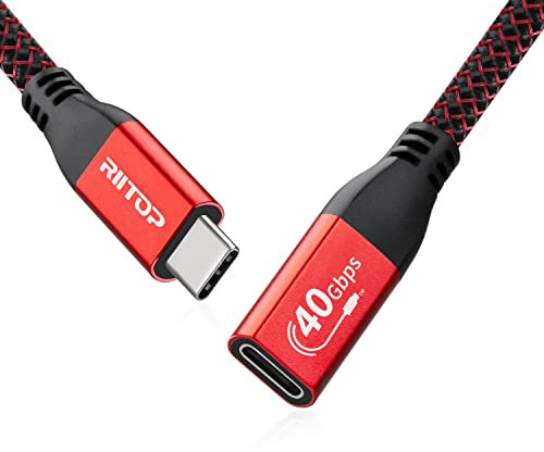 RIITOP USB4 Extension Cable 0.3m, USB 4.0 Cord Male to Female 40Gbps Compatible with Thunderbolt 4, PD 100W(20V/5A) Fast Charging, 8K@60Hz Video for Monitor, eGpu,Thunderbolt Docking