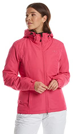 Jeff Green Damen Atmungsaktive wasserdichte Winter Ski Snowboard Jacke Kerava 12.000mm Wassersäule und Abnehmbare Kapuze, Farbe:Magenta Pink, Größe:44