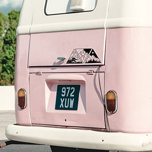 ilka parey wandtattoo-welt Autotattoo Aufkleber Dreiecke mit Berge Wald Meer Wellen Sticker Auto Bus Wohnmobil M2504 - ausgewählte Größe: *L - 60cm breit x 26cm hoch*