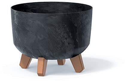 URBNLIVING Round Concrete Look Planter Flower Pot Indoor Outdoor Garden Decor With Legs (anthracite)