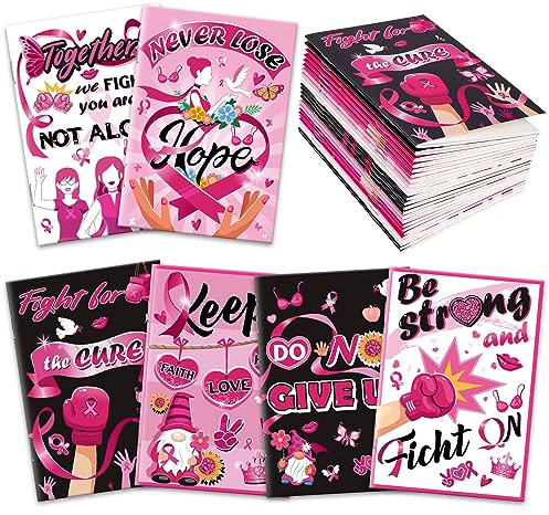 DPKOW 24pcs Petit Bloc-Notes d'Octobre Rose Mini Carnet de Notes pour Sensibilisation au Cancer du Sein d'Octobre Rose Cadeau Activité Fournitures, Blocs Mémo