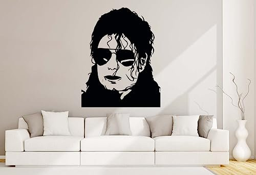 Wandtattoo Wandaufkleber Porträt aus Markenfolien geplottert, 30 Farben 5 Größen Michael Jackson wph39 (Größe 4: 75 x 78 cm, 054 Türkis)