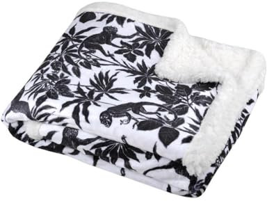 Lovely Casa - Bedruckte Decke, Jungle, aus Polyester, schwarz, 130 x 160 cm