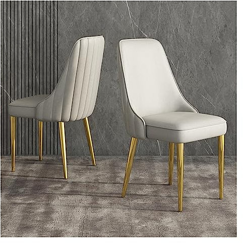 Chaises de salon Chaises d'appoint de salle à manger en similicuir Chaise d'appoint confortable avec pieds en métal doré et dossier ergonomique for cuisine, salon, chambre à coucher ( Color : 2pcs )