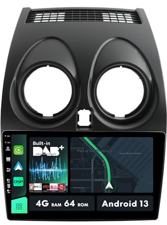 9 Zoll IPS Touchscreen 2 Din Android Autoradio Autoradio für Nissan Qashqai J10 (2006–2013), Kamera + Mikrofon [integriertes Carplay/Android Auto/DSP/DAB/GPS] SWC WiFi BT 4G+64G