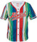 Karl Kani Herren KM232-010-1 KK Varsity Striped Baseball Shirt red/Blue/Green, L