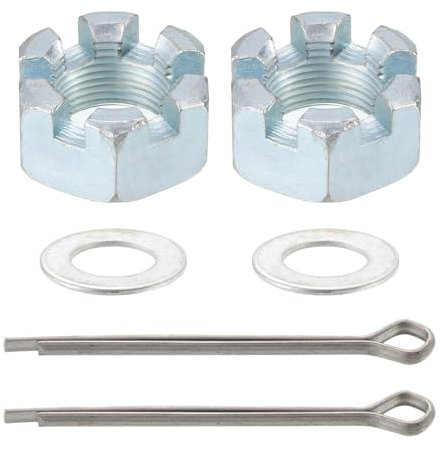 uxcell 2Sets Trailer Nut Kit, Carbon Steel 1-14 Hex Castle Nut & 1.73 Washer & 2.05 Split Cotter Pin for Spindle, Shaft