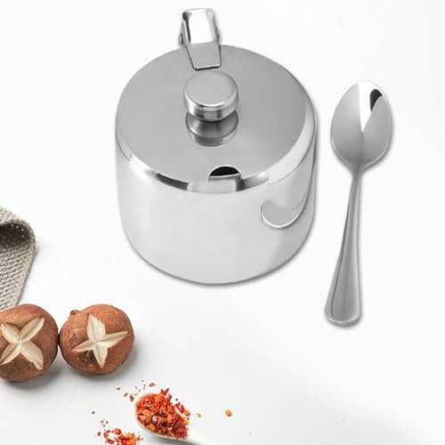 FutureHight Acero inoxidable con tapa y azucarero Tarro de Tarro de Vajilla Especiero